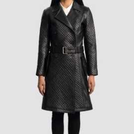 black leather trench coat, Longport