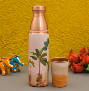Dazzert Printed Pure Copper Water Bottle 950 ml, Jaipur