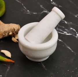 WHITE MARBLE OKHALI - Mortar & Pestle, Jaipur