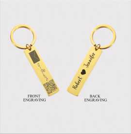 Engraved Sound Wave and QR Code Keychains, ps 20