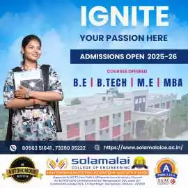 Engineering + MBA Admissions Now Open at Solamalai, Madurai