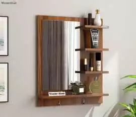 Space-Saving Aviva Wall Mirror – Teak Wood Frame, Rp 2,999