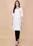 Buy Online White Plain Kurti – PrettyLady, $ 599
