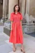 Buy Orange and Pink Striped Shirt Dress with Smock, ₹ 2,170