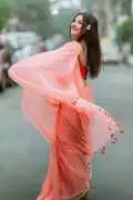 Light Pink Solid Malmal Cotton Saree for Puja, Rp 1,500