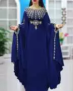 Royal Blue Georgette Mirror Work Kaftan – Elegant , ps 94