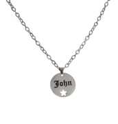 Engraved Round With Star Necklace, Los Angeles