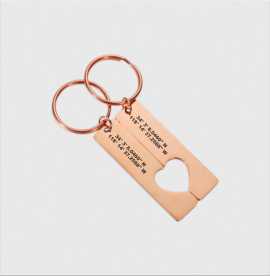 Engraved Keychain Set with Custom Half Heart Desig, $ 22