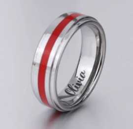 Engraved Firefighter Red Tungsten Ring, $ 46