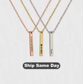 Engraved 3D Vertical Bar Necklace, $ 14