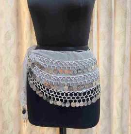 Belly Dance Hip Scarf Belt with Silver Coins, $ 8