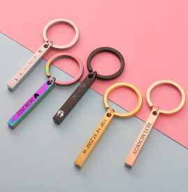 Four-Sided Bar Keychain, $ 14