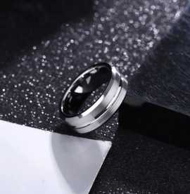 Black and Silver Tungsten Carbide couples rings, $ 43