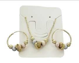 Lantern Bead Hoops And Necklace Set, $ 5
