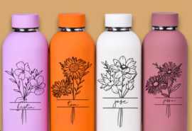 Personalized Birth Flower Water Bottle, $ 30