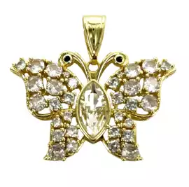 Gold Plated Zircon Butterfly Pendant, $ 3