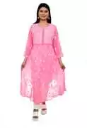 Lucknowi Chikan Georgette Baby Pink frock , $ 1,299