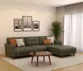 Luxe Alvaro L-Shape Corner Sofa (Green), ₹ 84,989