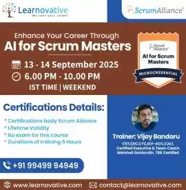 AI for Scrum Masters | 13–14 September 2025 | Live Virtual Classroom (LVC) Online | Learnovative