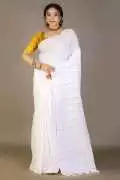 Elegant White Cotton Khesh Saree, ₹ 1,500