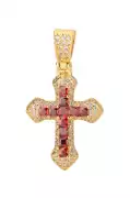 Shiny Gold Plated Pendant Cross with Sparkling Acc, $ 10