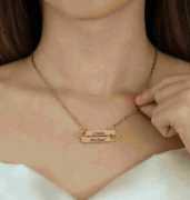 Engraved Double Bar Necklace for Couple, $ 13