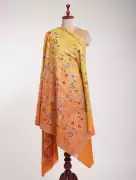 Orange and Yellow Embroidered Cashmere Pashmina Sh, Jammu