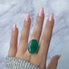 Vintage Glamour: Antique Green Onyx Cocktail Ring, Floral City