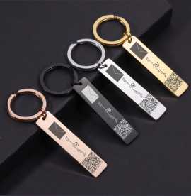 Engraved Sound Wave and QR Code Keychains, ps 20