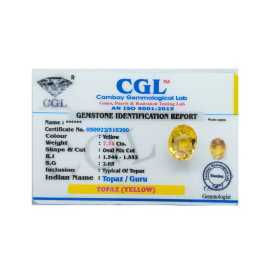 Topaz Yellow Gemstone Oval Mix Cut- 7.74 carats, Los Angeles