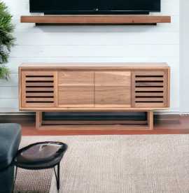 Walnut Wood TV Unit Cabinet with Ample Sideboard S, ps 0