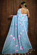 Aesthetic Sky Blue Handloom Khadi Cotton Saree , ₹ 1,949