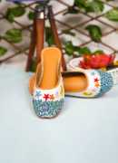 White Mules with Blue Design - Hathaway Mule, ps 2,000