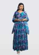 Printed Anarkali Blue Color with dupatta , $ 699