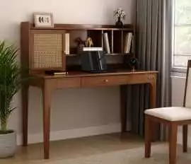 Durable Home Office Desk with Cane & Wood Stor, Rp 26,989