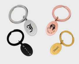 Engraved Oval Keychain Gift , Los Angeles