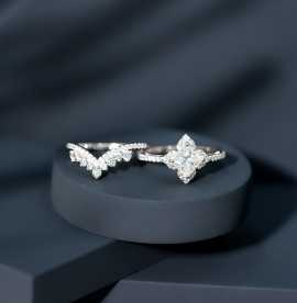 Certified Moissanite Statement Wedding Ring Set, $ 615