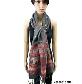 Polyester Fringed Elephant Print Scarf, $ 3