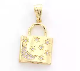 Gold-Plated Celestial Lock Pendant, $ 3
