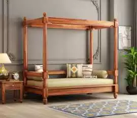 Allure Diwan Bed - Honey | Crafted Poster Bed, Rp 39,989