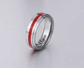Thin Red Line Symbolism in Tungsten Wedding Ring, Los Angeles