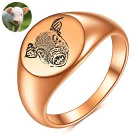 Personalized Pet Portrait Signet Ring, Los Angeles