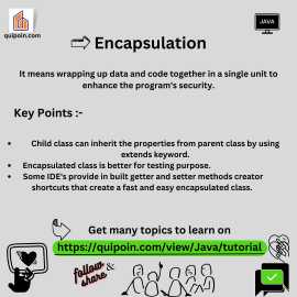 Encapsulation in Java - Quipoin, Bengaluru
