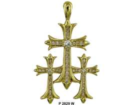 Men's Large Iced Out Triple Cross Pendant , $ 3