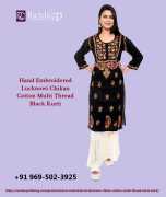 Hand Embroidered Lucknowi Chikan Cotton Multi , $ 899