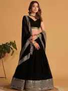 55% Off Elegant Black Lehenga Online Deal, $ 55