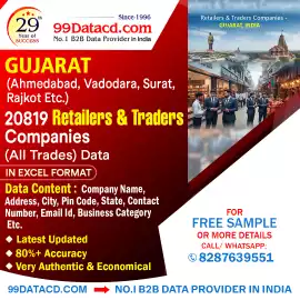 Verified 20,819 Gujarat Retailers and Traders Data, New Delhi