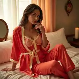 Buy Red Women Scarlet Luxe Nightwear Tio Set For V, ₹ 1,990
