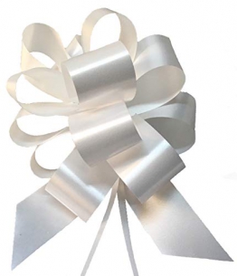 50 COCCARDE BIANCO AUTOTIRANTI 3,0 CM MATRIMONIO AUTO CASA NOZZE BATTESIMO LAUREA COMUNIONE GRAN FIOCCO (BIANCO) - 1