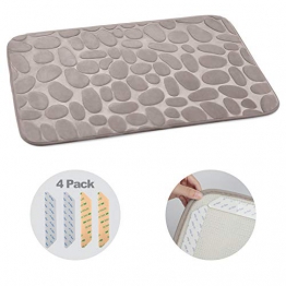AJOXEL Tappetino da Bagno con 4 Pack Tappeto Gripper, Tappetini Bagno Tappeto Bagno Antiscivolo Tappeto Moderno Salotto Morbido Tappeto Cucina per Doccia Lavabili in Lavatrice, Grigio (50x80cm) - 1